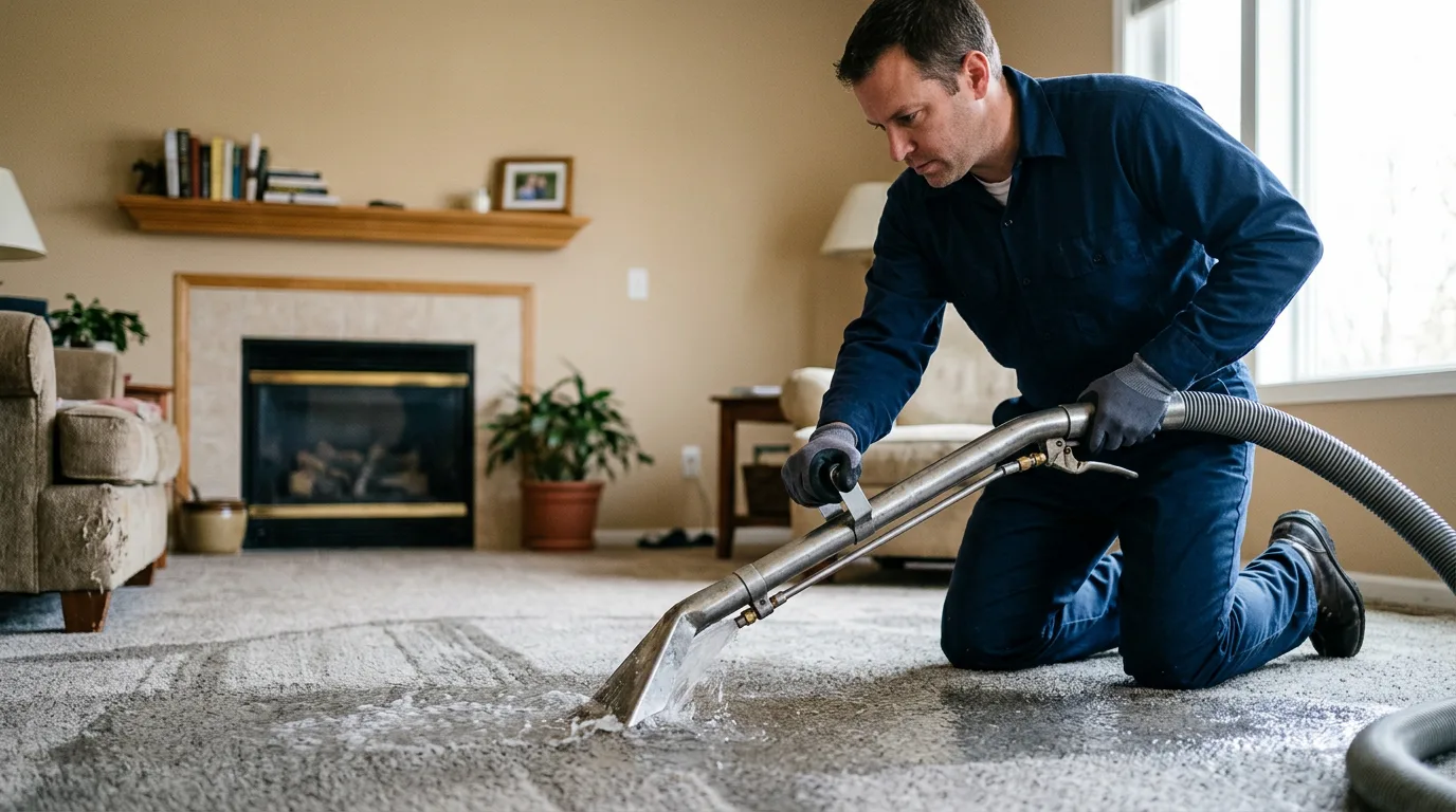 Water damage restoration technician working near Coal City, IL